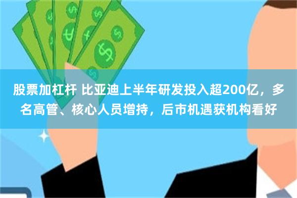 股票加杠杆 比亚迪上半年研发投入超200亿，多名高管、核心人员增持，后市机遇获机构看好